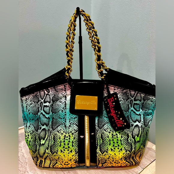 Betsey Johnson Handbags - Betsey Johnson “Betseyville” Vintage Ombre Python Print Tote Bag